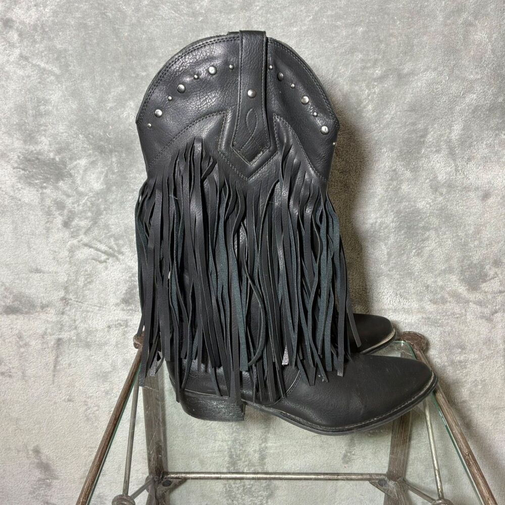 SheSole Women's 7 Fringe Cowboy  Boots Mid Calf Western Boots Tassel Boots